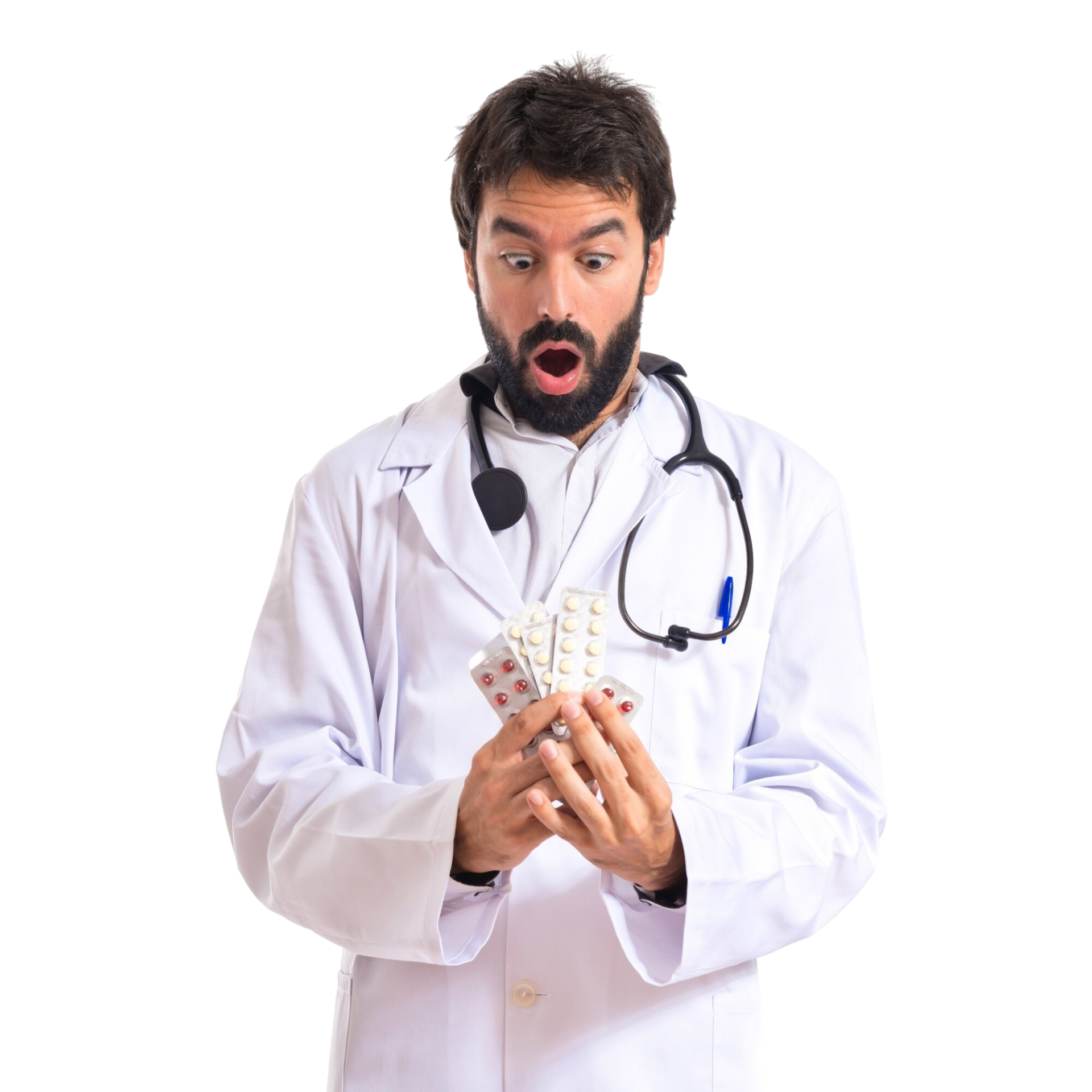 Surprised man pointing